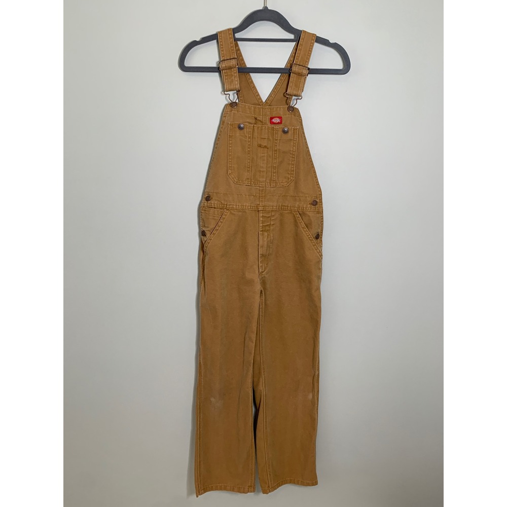 Dickies Duck Canvas Bib Overalls Kids Medium Brown Carpenter Utility Pants